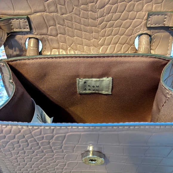 A New Day Mauve Mini Faux Snake Skin Handbag - Picture 4 of 4